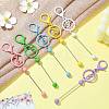 6Pcs 6 Colors Spray Painted Alloy Bar Beadable Keychain for Jewelry Making DIY Crafts KEYC-CJ0001-09-6