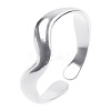 French Minimalist Irregular 304 Stainless Steel Wave Open Cuff Rings for Women Men IS0895-1-1