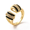 Cubic Zirconia Arch Open Cuff Ring RJEW-C041-02G-01-1