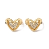 Hollow Heart Brass Micro Pave Cubic Zirconia Cuff Earrings for Women EJEW-P281-06G-1