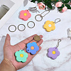5Pcs 5 Colors Silicone Flower Keychains KEYC-SP0001-52-3