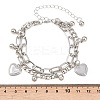 Iron Figaro & Paperclip Chain Double Layers Bracelets Link Bracelets for Women BJEW-A156-01P-5