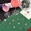 BENECREAT 24Pcs 12 Styles Christmas Tree & Snowflake & Sock & Santa Claus Alloy Enamel Dangle Wine Glass Charms with Glass Pearl AJEW-BC0003-12-6