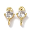 Rack Plating Brass Pave Clear Cubic Zirconia Connector Charms KK-Z039-39G-1
