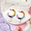 Moon & Star Chakra Faceted Glass Dangle Half Hoop Earrings EJEW-JE05896-2