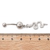Alloy Rhinestone Snake Curved Barbell Belly Rings LS-AJEW-R007-03P-05-5