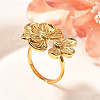 Flower 201 Stainless Steel Open Cuff Ring for Women LS-RJEW-A053-02I-G-1