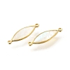 Brass Pave Natural White Shell Connector Charms KK-E794-01G-05-2