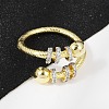Brass Micro Pave Cubic Zirconia Open Cuff Ring for Women RJEW-F177-03GP-11-4