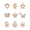 18Pcs 9 Style Brass Micro Clear Cubic Zirconia Pendants ZIRC-TA0001-18-1