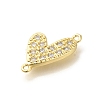 Rack Plating Brass Clear Cubic Zirconia Heart Connector Charms KK-Z086-05G-2