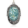 Antique Silver Plated Alloy Resin Oval Big Pendants PALLOY-J243-02AS-1