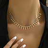 Golden Brass Rectangle Charms Bib Necklace for Women VR0432-1-2