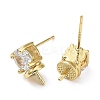 Brass Cubic Zirconia Stud Earring Findings ZIRC-Q204-05G-2
