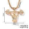 Cool Hip-hop High Street Fashion Brass Crystal Rhinestone Barbell Man Pendant Box Chain Necklaces HY8946-2-1