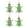 Copper Wire Wrapped Beaded Sea Turtle Charms PALLOY-MZ01204-1