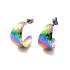 Ion Plating(IP) 304 Stainless Steel Chunky C-shape Stud Earrings EJEW-P198-05MC-1