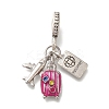 Rack Plating Alloy Hot Pink Enamel European Dangle Charms PALLOY-P307-01AS-1
