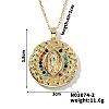 Brass Pave Cubic zirconia Flat Round with Virgin Mary Pendant Necklaces MI1997-2-1