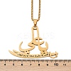201 Stainless Steel Arabic Pendant Box Chain Necklaces for Women Men LS-NJEW-R013-04G-5