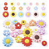 19Pcs 19 Styles Flower Food Grade Eco-Friendly Silicone Focal Beads SIL-BT0001-05-2