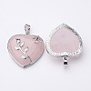 Heart Natural Rose Quartz Pendants GP356-1-2