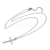 304 Stainless Steel Cross Pendant 3 Layer Necklaces for Women NJEW-F343-02P-5