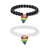 2Pcs 2 Style Synthetic Hematite & Glass Round Beaded Stretch Bracelets Set BJEW-JB10051-03-1