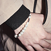 Minimalist Imitation Pearl & 304 Stainless Steel Round Beaded Stretch Bracelets KM8315-2-4