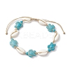 Natural Mixed Cowrie Shell with Synthetic Turquoise Beaded Anklets AJEW-AN00596-02-1