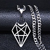 Hollow Out Diamond Moon 201 Stainless Steel Pendant Necklaces for Men Women LS-NJEW-K283-25P-1