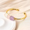 Natural Rose Quartz & Amethyst & Crystal Quartz Beads Cuff Bangles for Women BJEW-Q035-01G-03-5