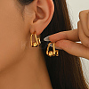Square with Round Stainless Steel Stud Earrings CE7913-4