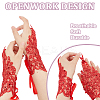 3 Pairs 3 Colors Flower Pattern Embroidered Polyester Fingerless Gloves AJEW-GA0006-14-5