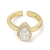 Rack Plating Brass Micro Pave Cubic Zirconia Cuff Finger Rings for Women RJEW-C114-21F-G-2