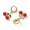 Cherry Brass Enamel Hoop Earrings EJEW-M077-14G-03-2