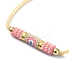 Glass Seed Column with Evil Eye Link Bracelet BJEW-MZ00029-02-4