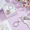 2Pcs 304 Stainless Steel Locket Pendant Keychain KEYC-UN00016-2