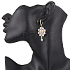 Flower with Cross 304 Stainless Steel Earrings Glass Seeds Leverback Earrings EJEW-MZ00507-03-2