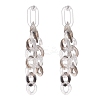 Acrylic Curb Chain Tassel Dangle Stud Earrings for Women EJEW-JE04767-02-1