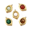 304 Stainless Steel with Natural Mixed Gemstone Pendants  Oval STAS-Z135-08G-1