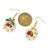 Christmas Theme Imitation Austrian Crystal & Round Shell Pearl Dangle Earrings EJEW-TA00467-3