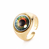Brass Glass Cuff Rings RJEW-S045-126-NR-4