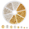   1080Pcs 8 Styles Brass Smooth Round Beads FIND-PH0018-84-1