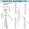 6Pcs 6 Styles Teardrop Acrylic & Glass Pendant Decoration HJEW-SC00144-2
