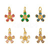 6Pcs 6 Colors Brass Micro Pave Cubic Zirconia Pendants KK-TA0002-10G-1