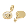 Left and Right Flat Round with Rose 304 Stainless Steel Shell Dangle Earrings EJEW-L283-070G-2