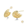 Brass Chunky C-shape Stud Earrings EJEW-P205-09G-3