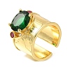 Rack Plating Brass Micro Pave Cubic Zirconia Open Cuff Rings for Women RJEW-M022-29G-3