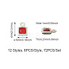 72Pcs 12 Styles Rack Plating Brass Glass Charms KK-TA0001-78-9